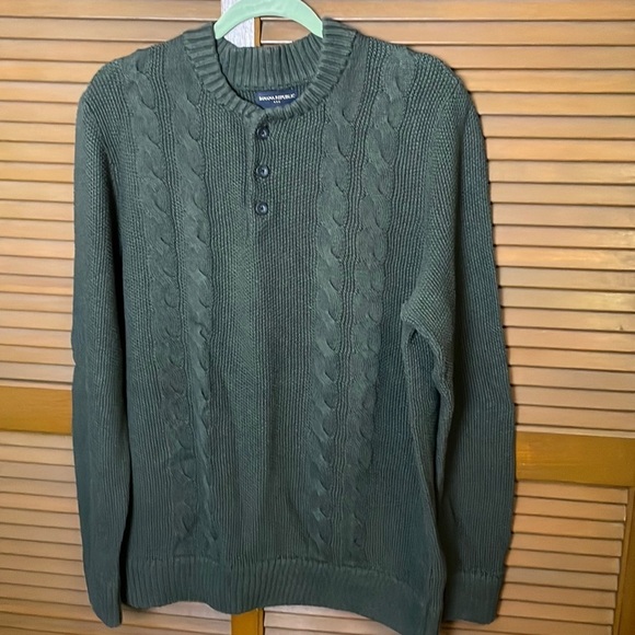 Banana Republic Olive Green Cotton Cable Knit Sweater Mens Size XL - Picture 1 of 8